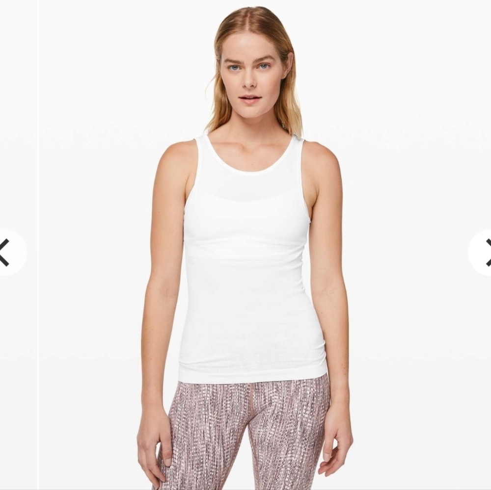 Lululemon Solid White Seek Simplicity Reversible Ribbed Tank Top